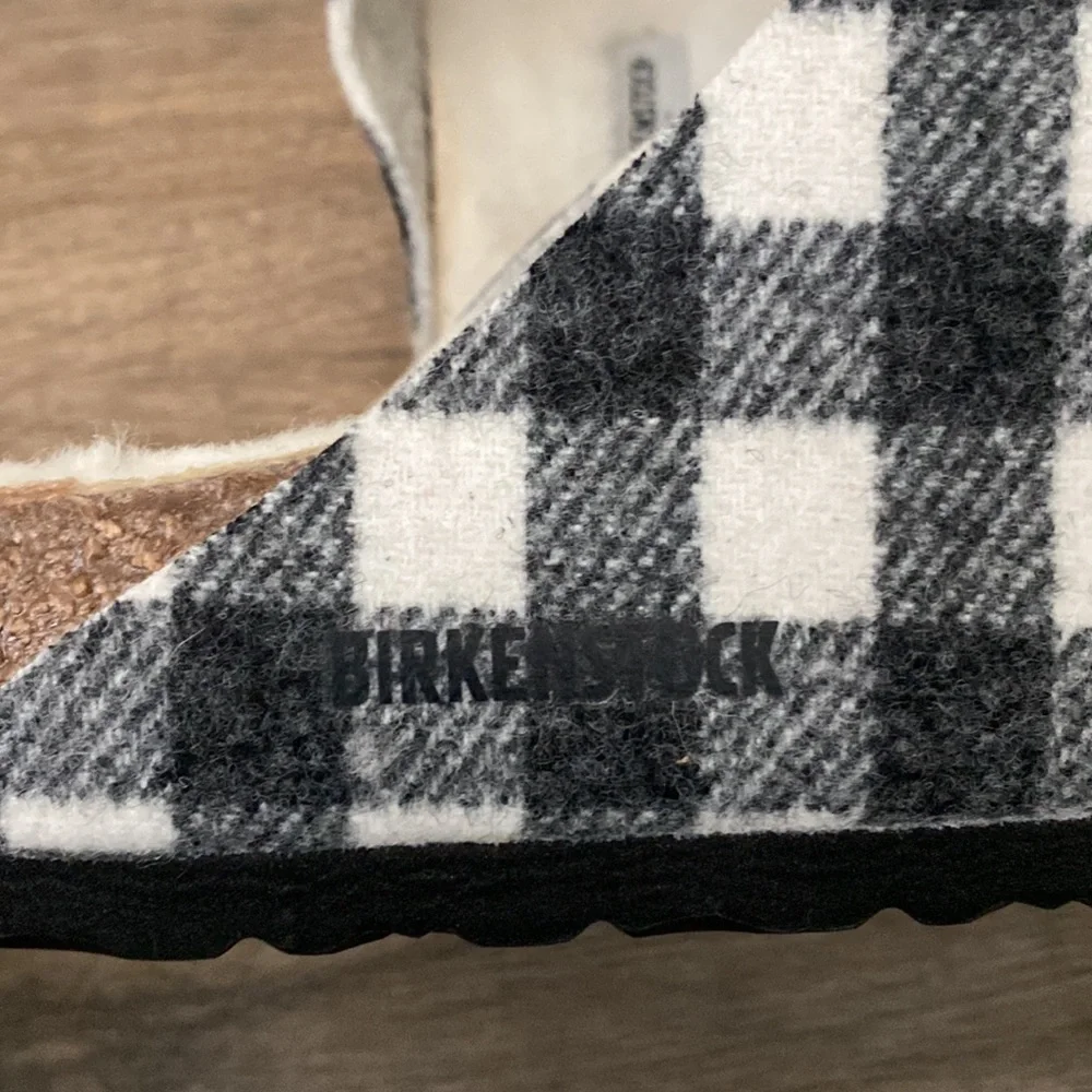 NEW Birkenstock Arizona Shearling Plaid Wool Slide Sandal Size 45 / 12